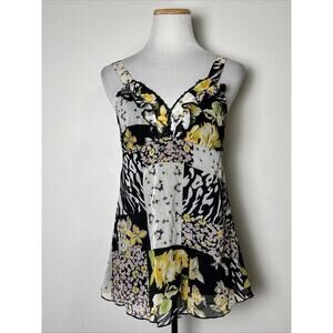 Byer Vintage Y2K Babydoll Top Size M Sheer Patchwork Floral Fairy Grunge Boho